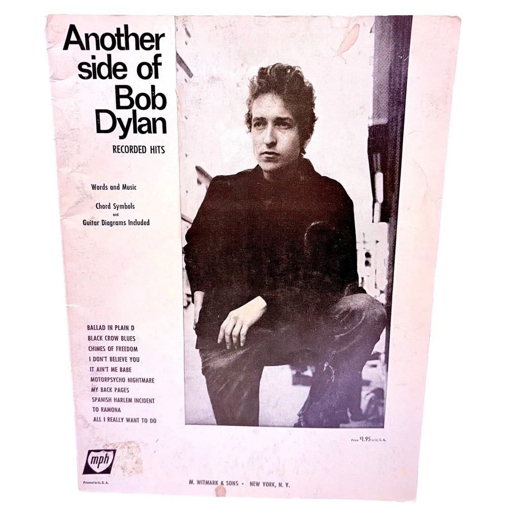 Another Side of Bob Dylan Recorded Hits Sheet Music Songbook M. Witmark & Sons